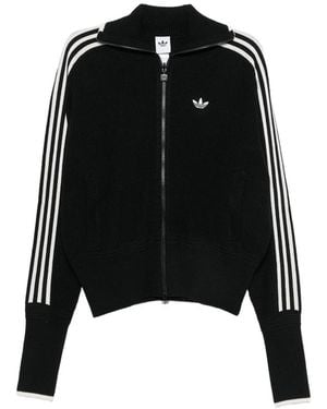adidas Firebirdside-Stripe Trefoil-Logo Cardigan - Black