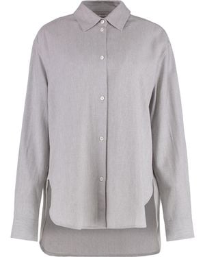 TOTEME Rounded-Hem Viscose Shirt - Gray