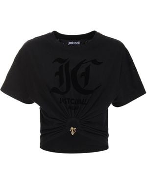 Just Cavalli Printed Cotton Jersey T-Shirt - Black