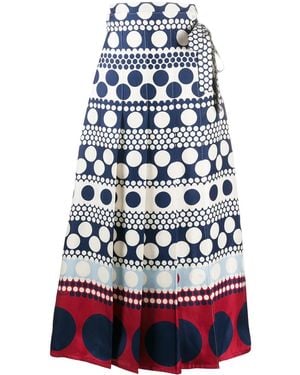 Valentino Stripe And Dot Skirt - White
