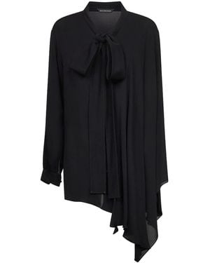 Balenciaga Silk Shirt With Bow - Black