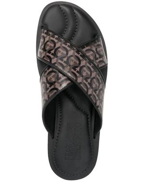 Ferragamo Gancini Crossover Strap Sandals - Black