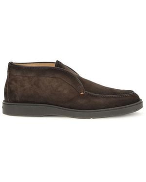 Santoni Calf Leather Bos Taurus Ankle Boots - Brown