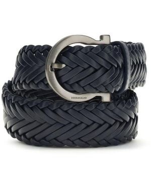 Ferragamo Calf Leather Bos Taurus Belt - Blue
