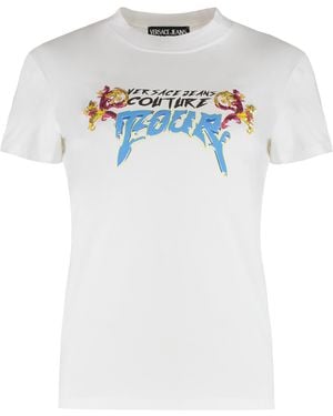 Versace Jeans Couture Versace Logo Print T-Shirt Cotton T-Shirts & Jerseys - White