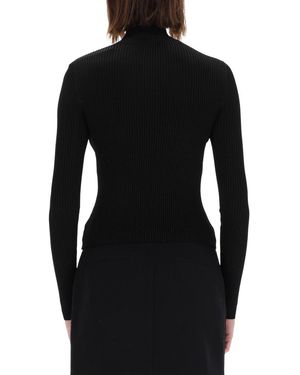 Versace Jeans Couture Ribbed Top With Buckle Viscose Tops - Black