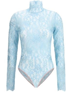 Valentino Floral Lace Bodysuit - Blue