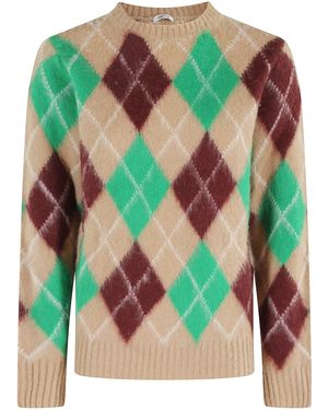 Aspesi Rhombus Pattern Sweater With Round Neckline - Green