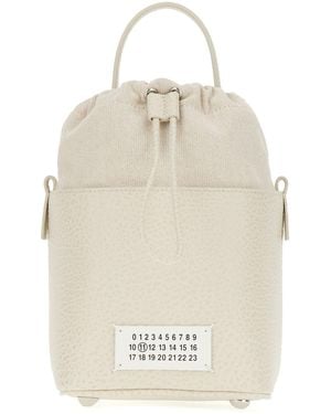 Maison Margiela Ivory Leather Small 5Ac Bucket Bag - Natural