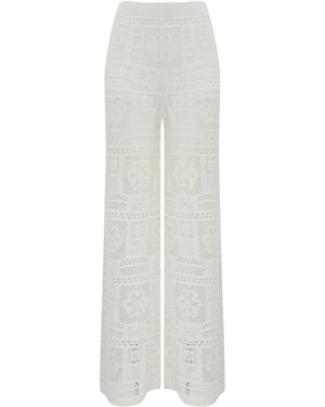 D.exterior Cotton Patchwork Pants - White
