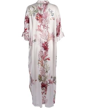 Shirtaporter Silk Long Kaftan Elastane Dress - White