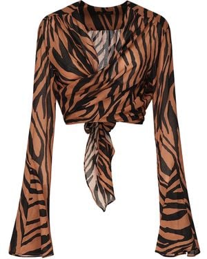ANDAMANE Wynn Zebra Print Top - Brown