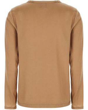 Le Plain Silk Long Sleeve Blouse For Elastane Shirts And Blouses - Brown