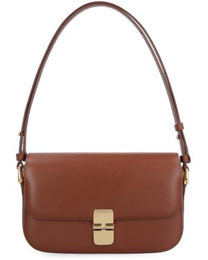 A.P.C. Elegant Leather Mini Baguette Handbag - Brown