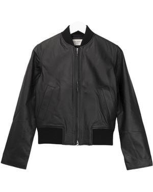 Officine Generale Nela Leather Bomber Jacket - Black