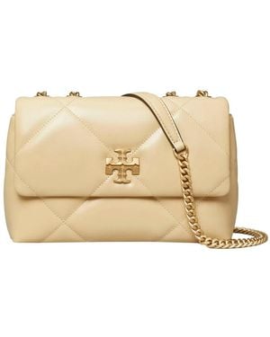 Tory Burch Kira Diamond Crossbody Bag With Double T Logo - Natural