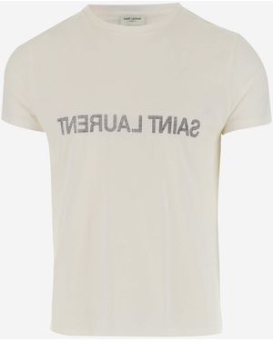 Saint Laurent Cotton T-Shirt With Logo - White