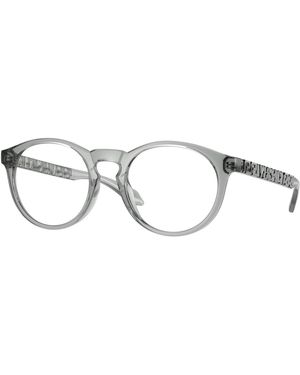 Versace Eyeglasses Round Full Rim, Frame And Clear Demo Lenses Lens Ve3355Ugb1 - Metallic
