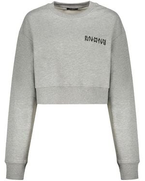 Balmain Cropped Logo Sweatshirt - Grey