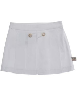 N°21 Skirt With Pleats, Cotton - White