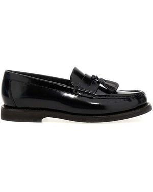 Brunello Cucinelli Leather Tassel Loafer Shoes - Black