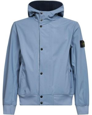 Stone Island Hooded Soft Shell-R Jacket - Blue