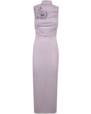 Magda Butrym Jersey Dress With Decorative Flowers Cuprammonium Rayon - Purple