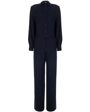 PT Torino Jumpsuit With V-Neck Flannel Jumpsuits - Blue