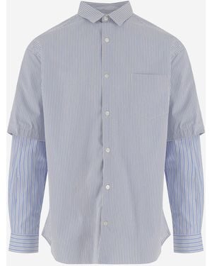 Homme by Michele Rossi Cotton Shirt, Striped - Blue