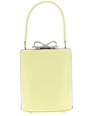 Self-Portrait Bow-Detailed Leather Top Handle Bag - Yellow