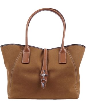 Fay Shopping Media Bag Cotton Handbag - Brown