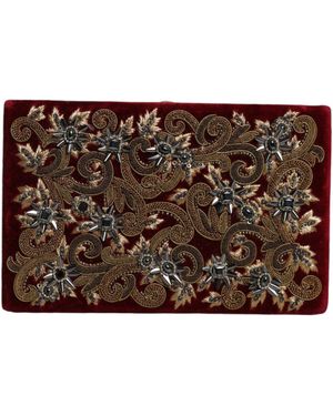 Dolce & Gabbana Velvet Frame Clutch Evening Party Purse Bag - Brown