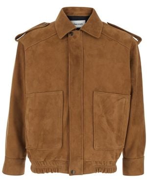 Tonywack Suede Jacket With Classic Collar And Elasticized Waist For Goat Outerwear - Brown