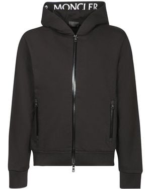 Moncler Logo Printed Zip-Up Hoodie - Black