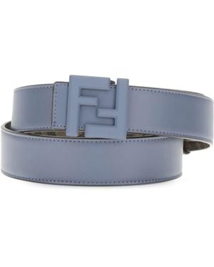 Fendi Ff Buckle Leather Belt - Blue