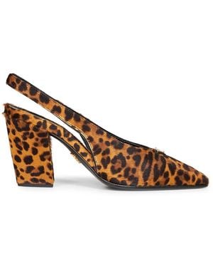 Prada Slingback Pumps Honey Leopard Calf Hair Leather - Brown