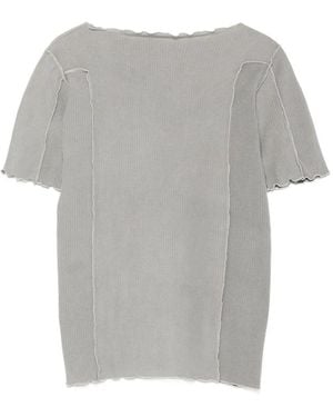 Baserange Ribbed-Knit Boat-Neck T-Shirt - Gray