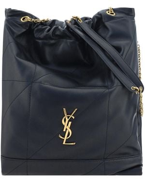 Saint Laurent Pochon Bucket Bag Lamb Ovis Aries Shoulder - Blue