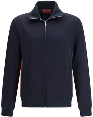 Gucci Technical Jersey Zip-Up Jacket Polyester; Cotton - Blue