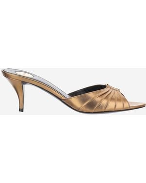 Saint Laurent Sandals Babylone Metallic Leather Lambskin - Brown