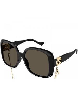 Gucci Sunglasses Square Full Rim, With Chain Frame And Lens Gg1029Sa005 - Black