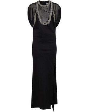 The Attico Stretch Crepe Layered-Effect Maxi Dress - Black