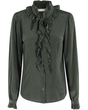 Ulla Johnson Catroux Silk Long Sleeve Button Front Blouse - Black