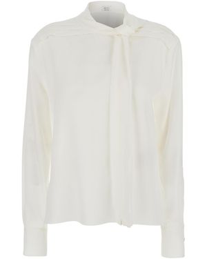 McQueen Blouse With Scarf Detail On The Front - White