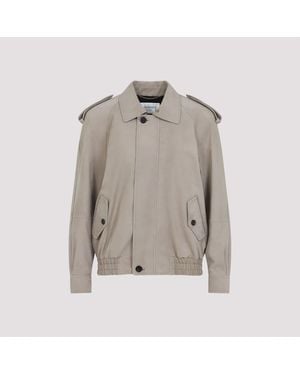 Saint Laurent Suede Calf Leather Jacket - Grey