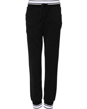 Dolce & Gabbana Black Cotton Mid Waist Jogger Trousers