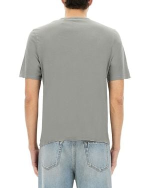 Saint Laurent T-Shirt With Logo Cotton T-Shirts - Grey