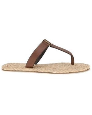 Saint Laurent Calf Leather Bos Taurus Flat Sandals - Brown