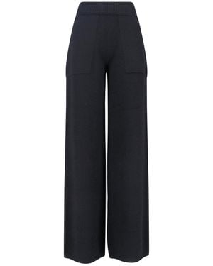 Uma Wang Wide-Leg Pants With High Ribbed Waistband - Blue