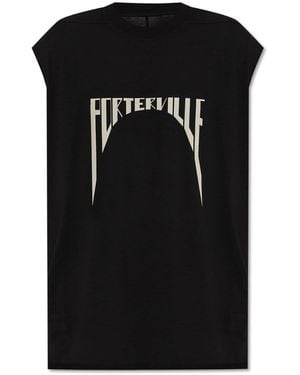 Rick Owens Logo Printed Sleeveless Cotton T-Shirt - Black